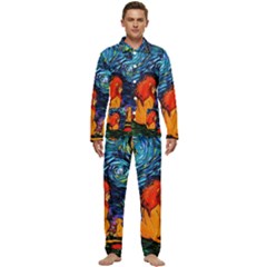 Lion Art Starry Night Van Gogh Men s Long Sleeve Velvet Pocket Pajamas Set by Modalart