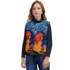 Lion Art Starry Night Van Gogh Kid s Button Up Puffer Vest	