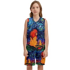 Lion Art Starry Night Van Gogh Kids  Basketball Mesh Set by Modalart