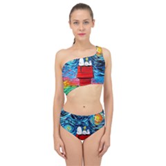 Red House Dog Cartoon Starry Night Spliced Up Two Piece Swimsuit by Modalart