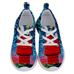 Red House Dog Cartoon Starry Night Running Shoes by Modalart