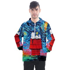 Red House Dog Cartoon Starry Night Men s Half Zip Pullover