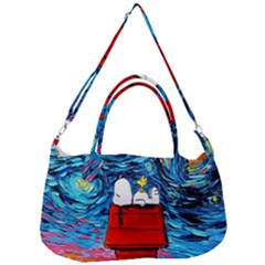 Red House Dog Cartoon Starry Night Removable Strap Handbag by Modalart