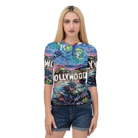 Hollywood Art Starry Night Van Gogh Quarter Sleeve Raglan T-shirt by Modalart