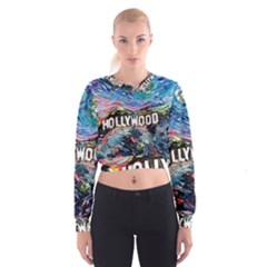 Hollywood Art Starry Night Van Gogh Cropped Sweatshirt