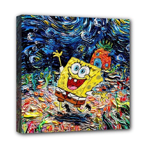 Art Cartoon Starry Night Van Gogh Mini Canvas 8  X 8  (stretched) by Modalart