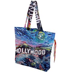 Hollywood Art Starry Night Van Gogh Drawstring Tote Bag by Modalart