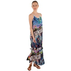 Hollywood Art Starry Night Van Gogh Cami Maxi Ruffle Chiffon Dress by Modalart