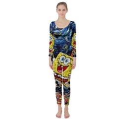 Art Cartoon Starry Night Van Gogh Long Sleeve Catsuit by Modalart