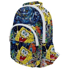 Art Cartoon Starry Night Van Gogh Rounded Multi Pocket Backpack by Modalart