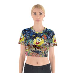 Art Cartoon Starry Night Van Gogh Cotton Crop Top by Modalart