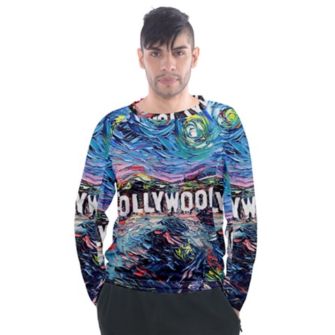 Hollywood Art Starry Night Van Gogh Men s Long Sleeve Raglan T-shirt by Modalart