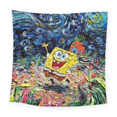 Art Cartoon Starry Night Van Gogh Square Tapestry (large)