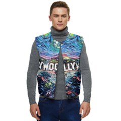 Hollywood Art Starry Night Van Gogh Men s Button Up Puffer Vest	