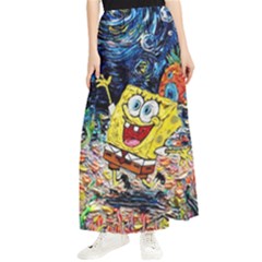 Art Cartoon Starry Night Van Gogh Maxi Chiffon Skirt by Modalart