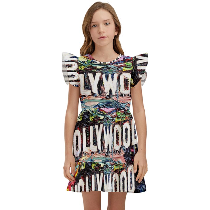 Hollywood Art Starry Night Van Gogh Kids  Winged Sleeve Dress