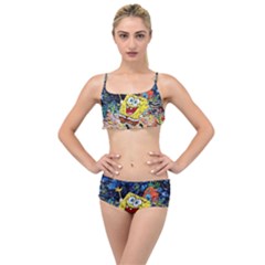 Art Cartoon Starry Night Van Gogh Layered Top Bikini Set by Modalart