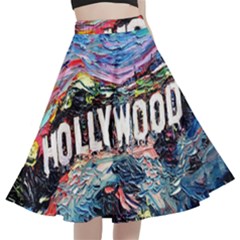 Hollywood Art Starry Night Van Gogh A-line Full Circle Midi Skirt With Pocket by Modalart