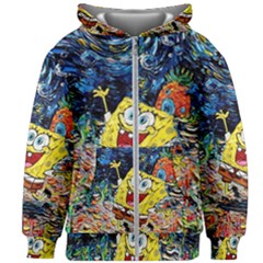 Art Cartoon Starry Night Van Gogh Kids  Zipper Hoodie Without Drawstring