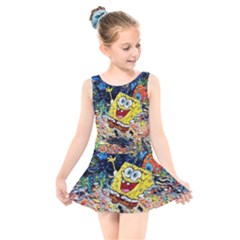 Art Cartoon Starry Night Van Gogh Kids  Skater Dress Swimsuit by Modalart