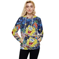 Art Cartoon Starry Night Van Gogh Women s Lightweight Drawstring Hoodie