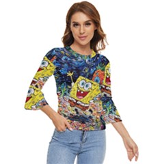 Art Cartoon Starry Night Van Gogh Bell Sleeve Top