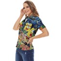 Art Cartoon Starry Night Van Gogh Women s Short Sleeve Double Pocket Shirt View3