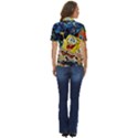 Art Cartoon Starry Night Van Gogh Women s Short Sleeve Double Pocket Shirt View4