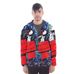 Dog Flying House Cartoon Starry Night Vincent Van Gogh Parody Men s Hooded Windbreaker