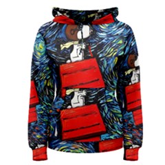 Dog Flying House Cartoon Starry Night Vincent Van Gogh Parody Women s Pullover Hoodie