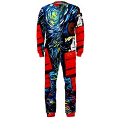 Dog Flying House Cartoon Starry Night Vincent Van Gogh Parody Onepiece Jumpsuit (men)