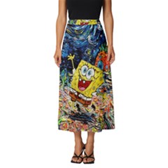 Art Cartoon Starry Night Van Gogh Classic Midi Chiffon Skirt by Modalart