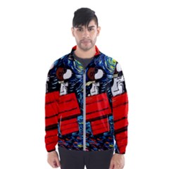 Dog Flying House Cartoon Starry Night Vincent Van Gogh Parody Men s Windbreaker