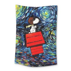 Dog Flying House Cartoon Starry Night Vincent Van Gogh Parody Small Tapestry