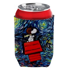 Dog Flying House Cartoon Starry Night Vincent Van Gogh Parody Can Holder by Modalart