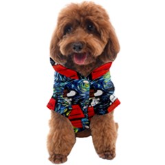 Dog Flying House Cartoon Starry Night Vincent Van Gogh Parody Dog Coat by Modalart