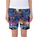 Cartoon Dog Vincent Van Gogh s Starry Night Parody Women s Basketball Shorts View1