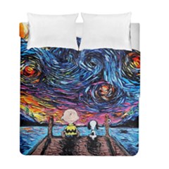 Cartoon Dog Vincent Van Gogh s Starry Night Parody Duvet Cover Double Side (full/ Double Size) by Modalart