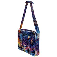 Cartoon Dog Vincent Van Gogh s Starry Night Parody Cross Body Office Bag by Modalart