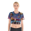 Cartoon Dog Vincent Van Gogh s Starry Night Parody Cotton Crop Top View1