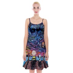 Cartoon Dog Vincent Van Gogh s Starry Night Parody Spaghetti Strap Velvet Dress