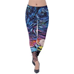 Cartoon Dog Vincent Van Gogh s Starry Night Parody Velvet Leggings