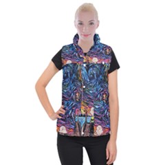 Cartoon Dog Vincent Van Gogh s Starry Night Parody Women s Button Up Vest