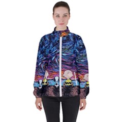 Cartoon Dog Vincent Van Gogh s Starry Night Parody Women s High Neck Windbreaker by Modalart