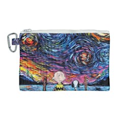 Cartoon Dog Vincent Van Gogh s Starry Night Parody Canvas Cosmetic Bag (large) by Modalart