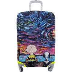 Cartoon Dog Vincent Van Gogh s Starry Night Parody Luggage Cover (large) by Modalart