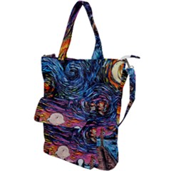 Cartoon Dog Vincent Van Gogh s Starry Night Parody Shoulder Tote Bag by Modalart