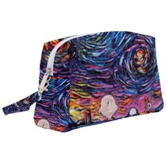 Cartoon Dog Vincent Van Gogh s Starry Night Parody Wristlet Pouch Bag (large) by Modalart