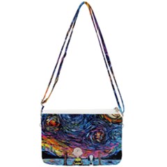 Cartoon Dog Vincent Van Gogh s Starry Night Parody Double Gusset Crossbody Bag by Modalart