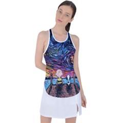 Cartoon Dog Vincent Van Gogh s Starry Night Parody Racer Back Mesh Tank Top by Modalart